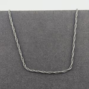 Silver Tone Woven Rope Chain Necklace Twisted Link Simple Thin Everyday Normcore